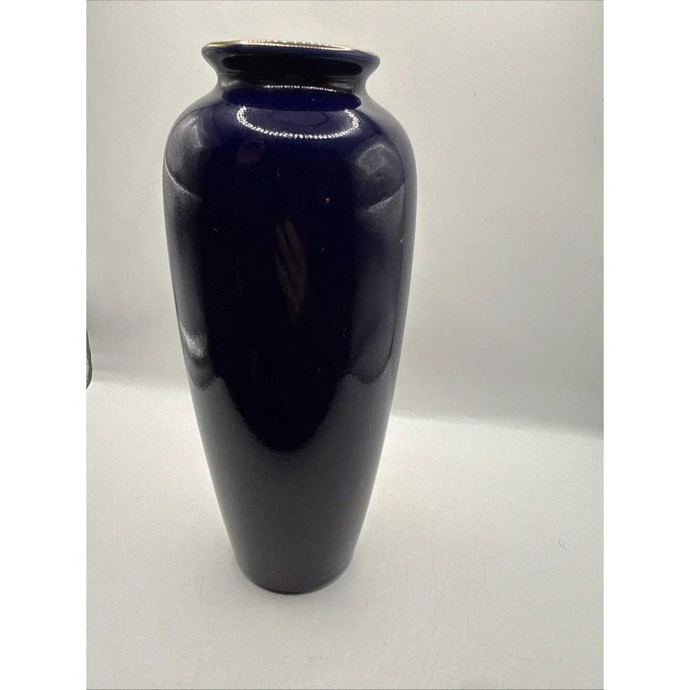 Kutani Cobalt Blue Pheasant and Flowers Vase Japanese